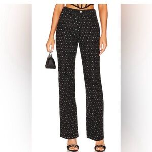 WeWoreWhat Black and White Polka Dot Flare Pants